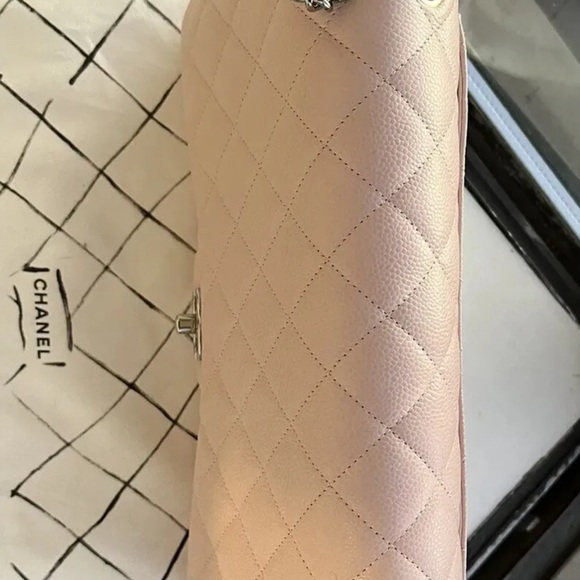 NWT Chanel Classic JUMBO LIGHT PINK Caviar Double Flap Bag Silver HW - Picture 16 of 16